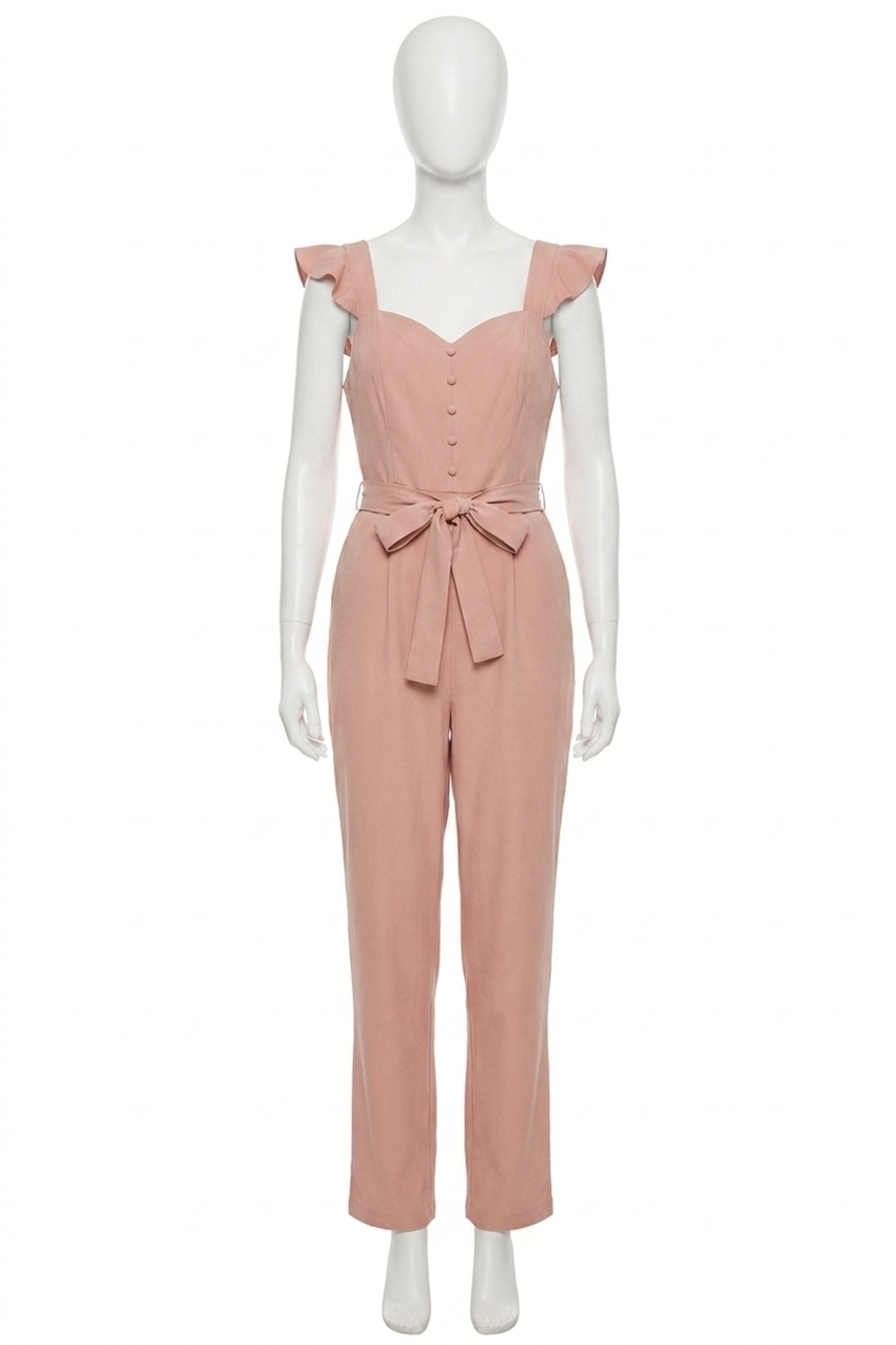 NEW ANDREE BY UNIT woven jumpsuit with smocked back in mauve